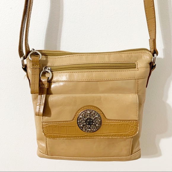 Giani Bernini Leather Convertible Crossbody Shoulder Bag Croc Embossed Trim - Picture 5 of 16